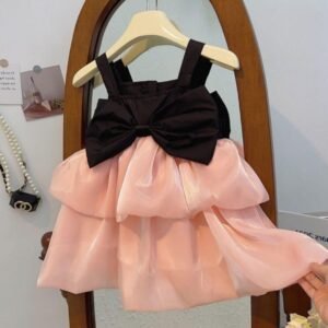 Pink & Black Bow Princess Dress
