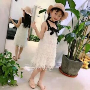 Fringe Party Dress with Bow