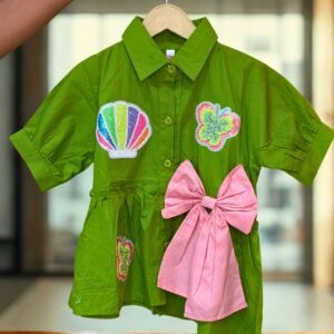 Colorful Green Dress with Sequin Shell