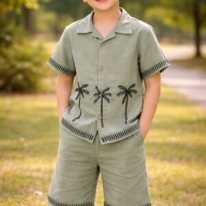 Palm Embroidered Kids Shirt