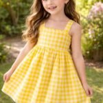 Yellow Checkered Kids Dress