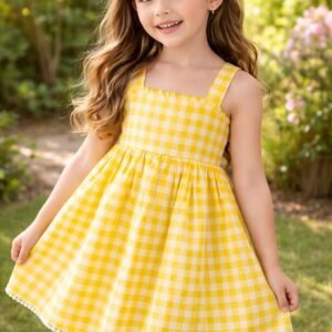 Yellow Checkered Kids Dress
