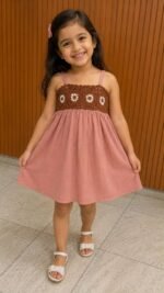 Dusty Rose Crochet Yoke Summer Dress