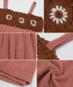Dusty Rose Crochet Yoke Summer Dress - Image 3
