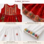 Red Embroidered Ethnic Kurti with White Patiala Salwar, Net Dupatta - Image 2