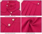 Girls Fuchsia Floral Appliqué Top & Pleated Skirt Set - Image 2