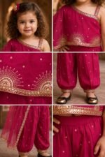 Colour: Fuchsia Pink (Deep Pink) with Gold Zari Embellishmen - Image 2