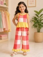 Sunshine Check Peplum Co-ord Set
