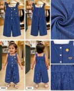 Navy Pinstripe Cotton Wide-Leg Jumpsuit - Image 2