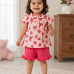 Berry Bloom Girls Top & Frill Shorts Set