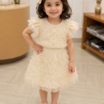 Ivory Pearl Ruffle Party Dress