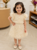 Ivory Pearl Ruffle Party Dress