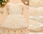 Ivory Pearl Ruffle Party Dress - Image 2