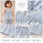 Sky Blue Embroidered Cotton Co-ord Set - Image 2