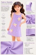 Lavender Blossom Appliqué Cotton Lycra Dress - Image 2