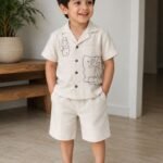 Oatmeal Palm Sketch Linen Co-ord Set