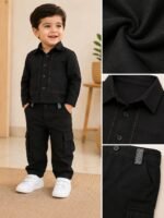 Classic Black Utility Shirt & Cargo Pants Co-ord Set - Image 2