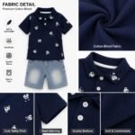 Teddy Print Polo T-Shirt & Denim Shorts Co-ord Set - Image 2