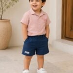 Blush Heritage Shirt & Navy Shorts Co-ord Set