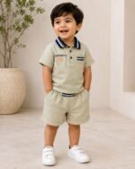Sage Varsity Polo Co-ord Set