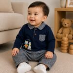 Navy Teddy Check Co-ord Set
