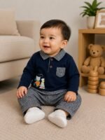 Navy Teddy Check Co-ord Set