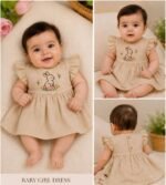 Bunny Blossom Embroidered Baby Dress