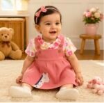 Pink Giraffe Pinafore Dress Set