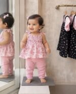 Blush Floral Peplum Top & Textured Leggings Set