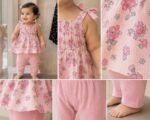 Blush Floral Peplum Top & Textured Leggings Set - Image 2