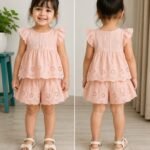 Blush Eyelet Frill Top & Layered Shorts Co-ord Set