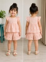 Blush Eyelet Frill Top & Layered Shorts Co-ord Set