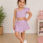Lilac Pearl One-Shoulder Skort Co-ord Set