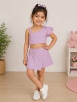 Lilac Pearl One-Shoulder Skort Co-ord Set