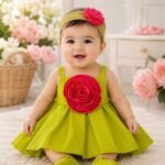 Lime Blossom 3D Floral Party Dress Set