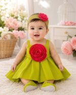 Lime Blossom 3D Floral Party Dress Set