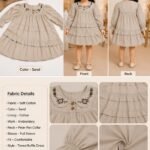 Sand Embroidered Peter Pan Collar Tiered Dress