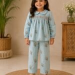 Blue Blossom Smocked Co-ord Set