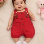 Rosy Bloom Embroidered Cotton Romper