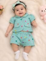 Mint Blossom Embroidered Cotton Co-ord Set