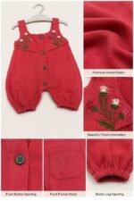 Rosy Bloom Embroidered Cotton Romper - Image 2