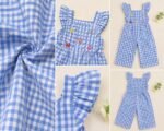 Sky Blue Gingham Flutter Jumpsuit - Image 2