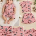 Cucumber Safari Elephant Pink Cotton Co-ord Set