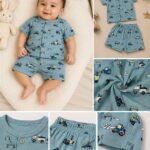 Cucumber Little Builder Blue Cotton Co-ord Set