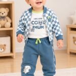 Baby Boys' Checkered Jacket & Joggers 3-Piece Set
