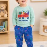 Farm Adventure Full-Sleeve T-Shirt and Striped Joggers Set