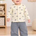 Baby Boys' 2-Piece Dog Printed Cotton Muslin Shirt & Pants Set