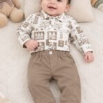 Baby Boy Printed Shirt & Jogger Pants Co-ord Set