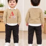 Toddler/Baby Boy 2-Piece Outfit Set (Collared Layered-Look Sweatshirt & Trousers).