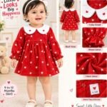 Red Heart Print Collar Dress
